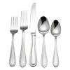 Kendrick 82 Piece Set includes: service for 12 plus 12 steak knives, 1 sugar shell, butter server, tablespoon, pierced tablespoon, lasagna server, berry spoon, macaroni server, serving spoon, gravy ladle, and pie server. Dishwasher safe.