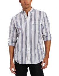 Nautica Men's Long Sleeve Wide Blanket Stripe Woven Nautica Men's Long Sleeve Wide Blanket Stripe Woven