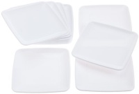 Mozaik Square Plates, White (6.8-inch), 16-Count Packages (Pack of 8)