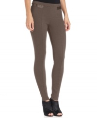 MICHAEL Michael Kors' legging-like petite ponte pants feature a slimming ponte fabric, faux leather trim and an ultra-flattering fit! MICHAEL Michael Kors' legging-like petite ponte pants feature a slimming ponte fabric, faux leather trim and an ultra-flattering fit!