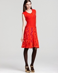 Floral lace panels and classic pleats are the exquisite details that add feminine flourish to this enchanting Nanette Lepore sweater dress you may wear across multiple seasons. Floral lace panels and classic pleats are the exquisite details that add feminine flourish to this enchanting Nanette Lepore sweater dress you may wear across multiple seasons.