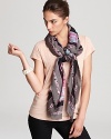 Pink hues pop on this must-have Emilio Pucci scarf. It's a stylish statement with neutrals or brights.