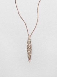 From the Miss Havisham Collection. A long tapered pendant, pointed like a spear, is dappled with dazzling Swarovski crystals and hangs from a delicate chain.CrystalRose goldtoneLength, about 16 plus 3 extenderLobster claspMade in USA From the Miss Havisham Collection. A long tapered pendant, pointed like a spear, is dappled with dazzling Swarovski crystals and hangs from a delicate chain.CrystalRose goldtoneLength, about 16 plus 3 extenderLobster claspMade in USA