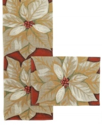 Now in bloom, the easy-clean Alluring Poinsettia table runner offers timeless holiday style with a rich woven feel and classic Christmas palette. A perfect choice for every day of the season, from Windham Weavers. Now in bloom, the easy-clean Alluring Poinsettia table runner offers timeless holiday style with a rich woven feel and classic Christmas palette. A perfect choice for every day of the season, from Windham Weavers.