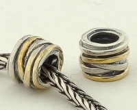 925 Sterling Silver with 14k Gold European Style Vermeil Ring Cluster Charms/beads for Pandora, Biagi, Chamilia, Troll and More Bracelets 925 Sterling Silver with 14k Gold European Style Vermeil Ring Cluster Charms/beads for Pandora, Biagi, Chamilia, Troll and More Bracelets
