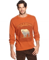 Track down comfort for those active weekends with this graphic thermal shirt from Field & Stream. Track down comfort for those active weekends with this graphic thermal shirt from Field & Stream.