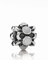 A ring of sterling silver flowers is punctuated with elegant white agate stones. Charm by PANDORA. A ring of sterling silver flowers is punctuated with elegant white agate stones. Charm by PANDORA.
