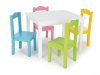 Tot Tutors Kids' Table and 4 Chair Set, Pastel Wood