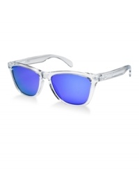 In pop culture, it was a time like no other. Ronald Reagan was in the White House, The Terminator was in the box office and Run DMC was in certified gold. It was also the time when Oakley created one-of-a-kind sunglasses called Frogskins®. Oakley resurrected the original tooling from the '80s giving you a chance to own a piece of history. The black square frame has purple, mirrored lenses. In pop culture, it was a time like no other. Ronald Reagan was in the White House, The Terminator was in the box office and Run DMC was in certified gold. It was also the time when Oakley created one-of-a-kind sunglasses called Frogskins®. Oakley resurrected the original tooling from the '80s giving you a chance to own a piece of history. The black square frame has purple, mirrored lenses.