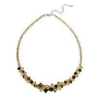 Sterling Silver Earth Tones Swarovski Elements Graduated Frontal Toggle Necklace, 16+3 Extender Sterling Silver Earth Tones Swarovski Elements Graduated Frontal Toggle Necklace, 16+3 Extender