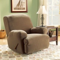 Sure Fit 119824455_TAUP Stretch Pinstripe Recliner Slipcover, Taupe