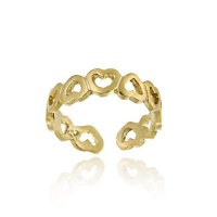 18K Gold Over Sterling Silver Filigree Open Hearts Toe Ring 18K Gold Over Sterling Silver Filigree Open Hearts Toe Ring