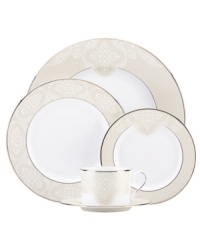 Classic florals and precious platinum give Organdy dinnerware an elegant sensibility that sets special occasions apart. Crafted of fine bone china by Lenox, the place setting will be part of your dining tradition for decades to come.