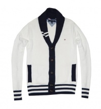 Tommy Hilfiger Men Shawl Collar V-Neck Cardigan Sweater Tommy Hilfiger Men Shawl Collar V-Neck Cardigan Sweater