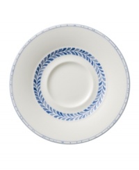 Vintage charm meets modern durability in the Farmhouse Touch breakfast cup saucer, featuring cornflower-blue laurels and bands in premium porcelain from Villeroy & Boch. Vintage charm meets modern durability in the Farmhouse Touch breakfast cup saucer, featuring cornflower-blue laurels and bands in premium porcelain from Villeroy & Boch.