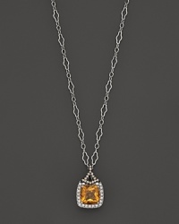 Badgley Mischka Citrine Pendant Necklace With White And Brown Diamonds, 18 Badgley Mischka Citrine Pendant Necklace With White And Brown Diamonds, 18