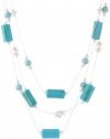 Kenneth Cole New York Urban Naturals Turquoise Geometric Bead Illusion Necklace, 20