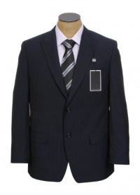 Sean John Mens 2 Button Pleated Navy Blue Pinstripe Suit Sean John Mens 2 Button Pleated Navy Blue Pinstripe Suit