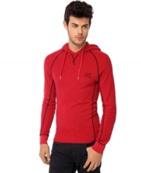 Thermal shirt designed with a drawstring hood for extra warmth by Buffalo David Bitton. Thermal shirt designed with a drawstring hood for extra warmth by Buffalo David Bitton.