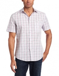 Perry Ellis Men's Short Sleeve Roadmap Plaid Woven Shirt