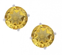 Sterling Silver 925 Genuine Citrine 6mm Brilliant Round Stud Earrings [Jewelry]