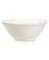 Elegant is an understatement with the Blanc Brigette cereal bowl by Versailles Maison. Raised dots and a soft white finish adorn beautifully distressed earthenware.