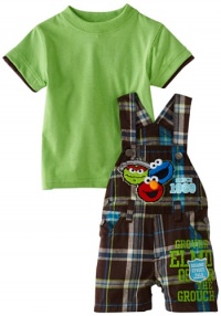 Sesame Street Baby-Boys Infant Sesame Woven Shortall Set Sesame Street Baby-Boys Infant Sesame Woven Shortall Set