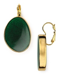 Kenneth Jay Lane's shapely enamel earrings are updated in a fresh shade. Like double dose of color to your lobes, this gold-dipped pair are daytime chic and easy to wear. Kenneth Jay Lane's shapely enamel earrings are updated in a fresh shade. Like double dose of color to your lobes, this gold-dipped pair are daytime chic and easy to wear.
