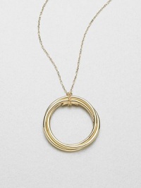 Radiant 18k gold in a wrapped circle design on a delicate link chain. 18k goldLength, about 31Pendant size, about 1.5Lobster clasp closureMade in Italy Radiant 18k gold in a wrapped circle design on a delicate link chain. 18k goldLength, about 31Pendant size, about 1.5Lobster clasp closureMade in Italy