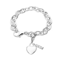 XPY Sterling Silver Heart Link Charm Starter Bracelet, 7.5