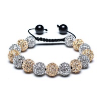 Bling Jewelry Shamballa Inspired Bracelet Golden Silver Crystal Balls 12mm Bling Jewelry Shamballa Inspired Bracelet Golden Silver Crystal Balls 12mm