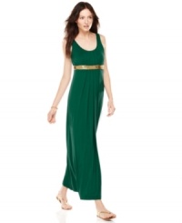 Bold color and rich embellishment turn up the heat in Brasil! Get the summer look with this Calvin Klein maxi dress with a sequined & beaded waistband for added glam! Bold color and rich embellishment turn up the heat in Brasil! Get the summer look with this Calvin Klein maxi dress with a sequined & beaded waistband for added glam!