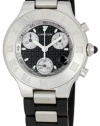 Cartier Men's W10125U2 Must 21 Chronoscaph Stainless Steel and Black Rubber Chronograph Watch