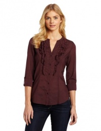 Calvin Klein Jeans Women's Ruffled Placket Striped Woven Shirt Calvin Klein Jeans Women's Ruffled Placket Striped Woven Shirt