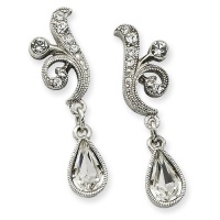 1928 Silver-tone Swarovski Crystal Teardrop Post Earrings 1928 Silver-tone Swarovski Crystal Teardrop Post Earrings
