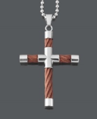 Boldly show your beliefs in statement-making style. Men's necklace features a brown ion-plated stainless steel cable cross with stainless steel accents and matching bead chain. Approximate length: 24 inches. Approximate drop width: 1-1/2 inches. Approximate drop length: 2 inches. Boldly show your beliefs in statement-making style. Men's necklace features a brown ion-plated stainless steel cable cross with stainless steel accents and matching bead chain. Approximate length: 24 inches. Approximate drop width: 1-1/2 inches. Approximate drop length: 2 inches.