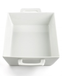 Carry steaming hot pasta entrees from oven to table with this handled lasagna baker from The Cellar dinnerware. The dishes in this set have a clean white glaze and sharp lines that cater every occasion with modern splendor. Carry steaming hot pasta entrees from oven to table with this handled lasagna baker from The Cellar dinnerware. The dishes in this set have a clean white glaze and sharp lines that cater every occasion with modern splendor.