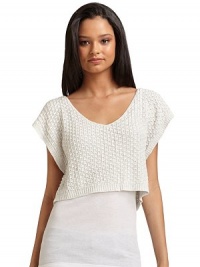 THE LOOKCropped knitV-neckSlit sleevesRib-knit cuffs and hemTHE FITAbout 17 from shoulder to hemTHE MATERIAL80% cotton/20% recycled cottonCARE & ORIGINDry cleanImportedModel shown is 5'10 (177cm) wearing US size Small. THE LOOKCropped knitV-neckSlit sleevesRib-knit cuffs and hemTHE FITAbout 17 from shoulder to hemTHE MATERIAL80% cotton/20% recycled cottonCARE & ORIGINDry cleanImportedModel shown is 5'10 (177cm) wearing US size Small.