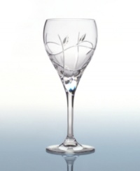 Graceful leaves energetically swirl on the Marquis by Waterford Caelyn crystal stemware collection for a pas de deux between whimsy and refinement. The goblet has a deep, wide bowl for enhancing the nose of your favorite vintage. Graceful leaves energetically swirl on the Marquis by Waterford Caelyn crystal stemware collection for a pas de deux between whimsy and refinement. The goblet has a deep, wide bowl for enhancing the nose of your favorite vintage.