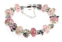 Shades of Pink Quality Charm Bracelet with 18 Beads: Pink Murano Lampwork Beads, Charms; Pandora Style Bracelet Opens so Beads CAN Be Changed Shades of Pink Quality Charm Bracelet with 18 Beads: Pink Murano Lampwork Beads, Charms; Pandora Style Bracelet Opens so Beads CAN Be Changed