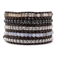 Chan Luu Grey Pearl Mix Wrap Bracelet on Natural Grey Leather Chan Luu Grey Pearl Mix Wrap Bracelet on Natural Grey Leather