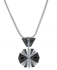 Become the star of the show in this pendant necklace from Vince Camuto. With captivating black and blue stone accents in a star pattern. Setting and chain crafted in silver tone mixed metal. Approximate length: 15 inches. Approximate drop: 3 inches.