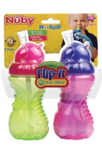 Nuby 2 Pack No-Spill Flip-It Cup, Colors May Vary, 10-Ounce Nuby 2 Pack No-Spill Flip-It Cup, Colors May Vary, 10-Ounce