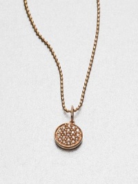 From the Discs Collection. Pavé diamonds embellish this warm, 14k rose gold disc pendant on a ball chain. Diamonds, .12 tcw14k rose goldLength, about 16Pendant size, about .33Lobster clasp closureMade in Italy and imported From the Discs Collection. Pavé diamonds embellish this warm, 14k rose gold disc pendant on a ball chain. Diamonds, .12 tcw14k rose goldLength, about 16Pendant size, about .33Lobster clasp closureMade in Italy and imported