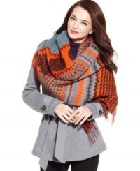 Tap into the tribal trend this season with this posh, printed scarf from David & Young. Oversized and undecidedly eye-catching, it's the perfect pick for cold winter weather. Tap into the tribal trend this season with this posh, printed scarf from David & Young. Oversized and undecidedly eye-catching, it's the perfect pick for cold winter weather.