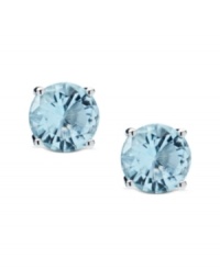 March gladness. Crislu's stud earrings dazzle with cubic zirconias (3 ct. t.w.) in the month of March's birthstone color, aquamarine. Crafted from silver-tone mixed metal. Approximate diameter: 1/2 inch. March gladness. Crislu's stud earrings dazzle with cubic zirconias (3 ct. t.w.) in the month of March's birthstone color, aquamarine. Crafted from silver-tone mixed metal. Approximate diameter: 1/2 inch.