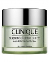 Superdefense SPF 25 Age Defense Moisturizer in Dry Combination. Skin's most complete defense against the visible signs of aging in a daily moisturizer. Arms it to fight the visible effects of emotional stress. Helps neutralizes UVA and UVB. 1.7 oz. 