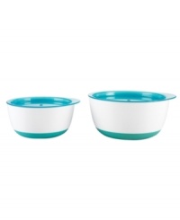 The perfect feeding companion for your little one. The weighted non-slip base keeps meals and snacks where they belong-in the bowl. Minimizing spills and messes, this large and small bowl set has a nesting design for compact storage and secure lids that make storing and transporting food effortless. Lifetime warranty. The perfect feeding companion for your little one. The weighted non-slip base keeps meals and snacks where they belong-in the bowl. Minimizing spills and messes, this large and small bowl set has a nesting design for compact storage and secure lids that make storing and transporting food effortless. Lifetime warranty.