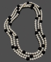 Lend a little contrast to your look with this luxe onyx (10-11 mm) and freshwater pearl (8-9 mm) necklace. Approximate length: 64 inches. Lend a little contrast to your look with this luxe onyx (10-11 mm) and freshwater pearl (8-9 mm) necklace. Approximate length: 64 inches.