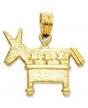 Support your party! This textured charm features a 3D democratic donkey in 14k gold. Chain not included. Approximate length: 7/10 inch. Approximate width: 3/5 inch.